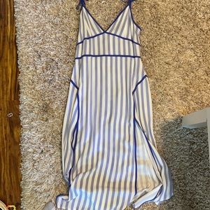 Blue and white midi dress